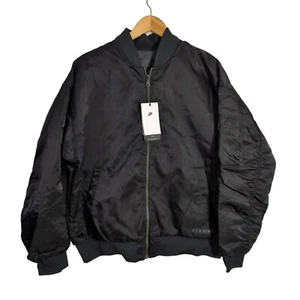Nike Giubbotto Bomber Reversibile Donna M Nero Vestibilità Larga Full Zip Gorpcore - Foto 1 di 17