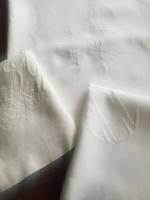 LOT of Vintage Table linens/cloths(3)Napkins(2)embroidered/Monogramed - Image 1 of 4