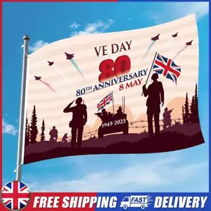 VE Day Flag 3x5 Ft 80th Victory Celebration Flag with Brass Grommets for Outside - Picture 1 of 21