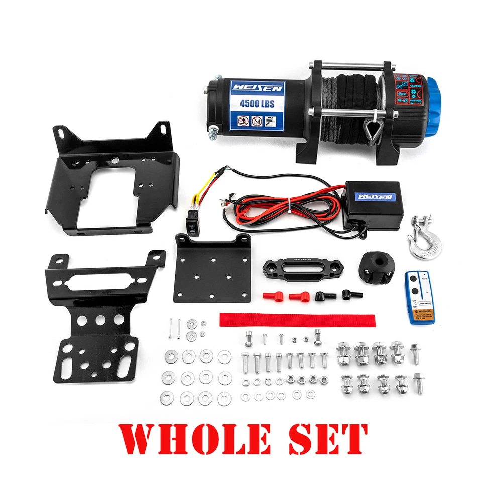 For Polaris RZR 900 XP 1000 UTV 4500lb 12V Electric Winch Mount Combo Rope Kit - Image 1 of 4