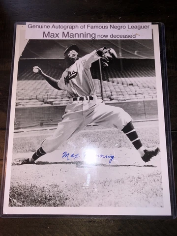 AUTOGRAPHED 8X10 MAX MANNING NEWARK EAGLES NEGRO LEAGUE PHOTO Cover