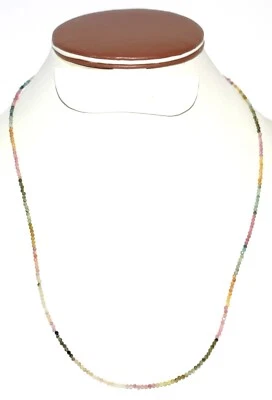 Collane A Filo Di Gemme Di Tormalina Multicolore 2-2.5mm A Taglio Rotondo 12-40" - Immagine 1 di 4