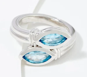Judith Ripka Sterling Silver Modern Marquise Bypass Ring for Women - Picture 1 of 6