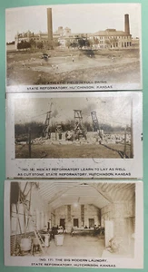 RPPC Hutchinson Kansas REFORMATORY PRISON Baseball Quarry Laundry POSTCARD LOT - Picture 1 of 2