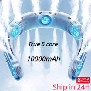 Portable Neck Fan 10000mAh Rechargeable Fan Mini 3-Speeds Large Wind Outdoor Sil - Picture 1 of 9