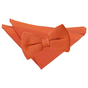 Juego de corbata de arco Hanky de punto liso liso preatado naranja quemado naranja quemado de DQT - Imagen 1 de 1