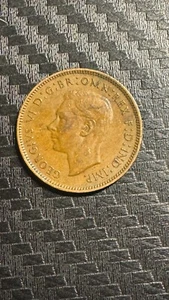 1942 Great Britain Farthing KM#843 Bronze Coin - WWII Era - King George VI - Picture 1 of 2