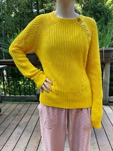 Suéter Ralph Lauren Mujer Amarillo Manga Larga Joya Cuello M - Imagen 1 de 8