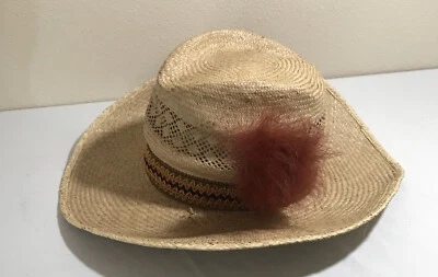 Sombrero vaquero de paja vintage de vaquera talla mediana 22 pulgadas Foto 1 de 4