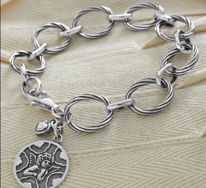 Pulsera de corazón de plata de ley 925 con dije de ángel de la guarda Silpada B1959 - Imagen 1 de 12