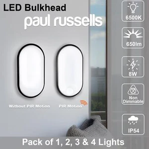 8W LED Oval Bulkhead Wall Mounting Modern Outdoor Security PIR Sensor Light 240V - Picture 1 of 10