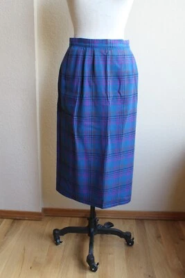 Falda De Colección Pendleton Recta A Cuadros Rosa y Azul Para Mujer 28" Cintura Alta Foto 1 de 3