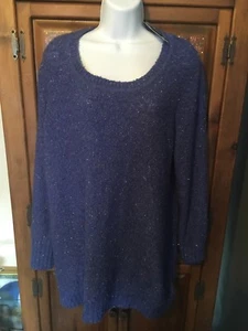 Maglione Pullover COMO NERO con Fili Metallizzati Argento BLU Nuovo con etichette Taglia XL - Foto 1 di 6