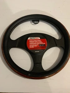 AUTOCRAFT Black Luxury WOOD Steering Wheel Cover - Picture 1 of 4