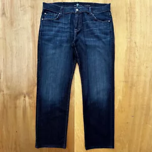 7 FOR ALL MANKIND AUSTYN STRAIGHT LEG Men’s Dark Wash Jeans sz 38W x 32L - Picture 1 of 11