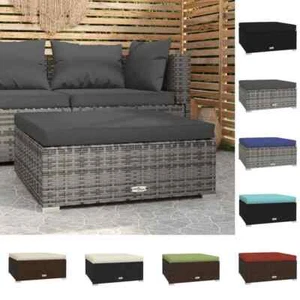 Patio Footrest with Cushion Poly Rattan Garden Furniture Multi Colors vidaXL - Picture 1 of 31