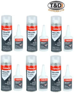 6 x MITRE MATE KIT TIMCO BONDING SYSTEM KIT SUPERGLUE 50g GLUE & 200ml ACTIVATOR - Picture 1 of 1