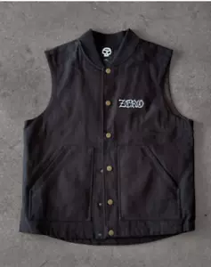Zero Skateboards Wasteland Insulated Embroidered Logo Canvas Vest Black Large - Picture 1 of 3