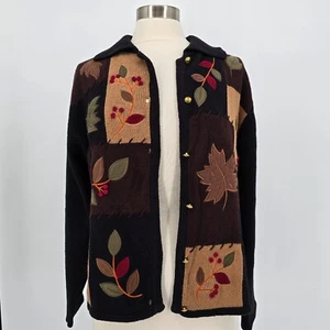 Vintage Autumn Leaves Crystal Kobe Sz Medium Applique Embroidery Grandma Core - Picture 1 of 8