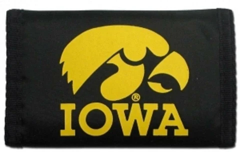 Iowa Hawkeyes Nylon Tri-Fold Wallet [NEW] NCAA Vinyl Trifold Billfold ID Cover