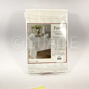 Ferao Easy Care Blue 60"x 120" Tablecloth Beige New - Picture 1 of 4