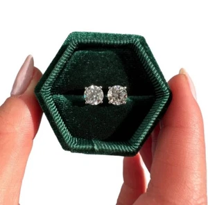 2 Ct Round Cut VS1/FG Certified Lab Grown Diamond Stud Earrings 14k White Gold - Picture 1 of 14
