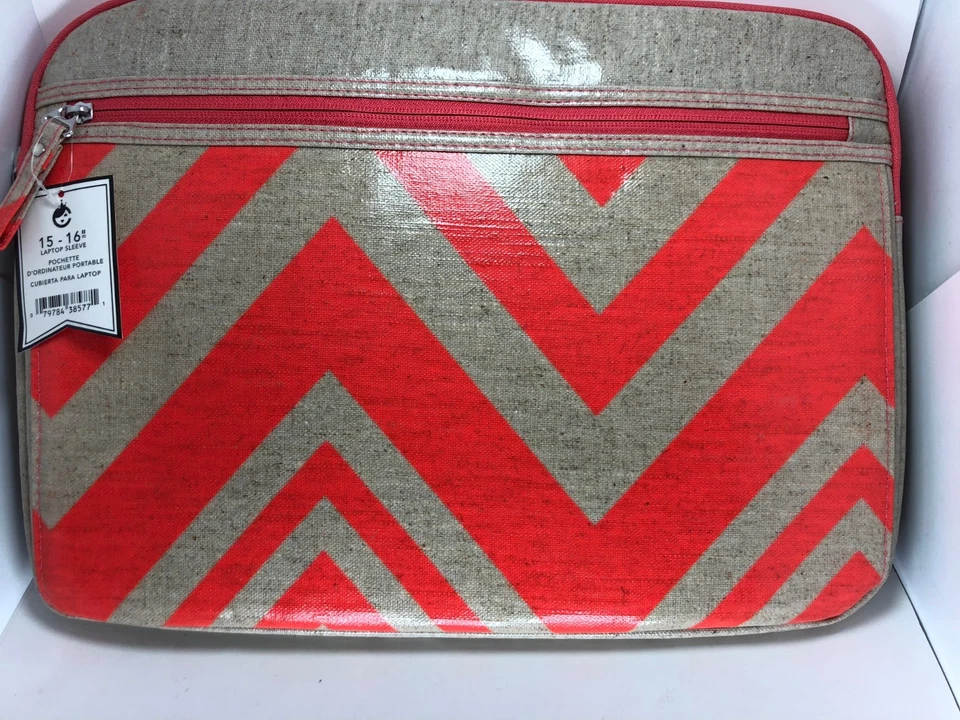 Studio C Chevron On Macbook Pro Air Laptop Sleeve  Notebook Case Coral/Linen 16" - Image 1 of 3