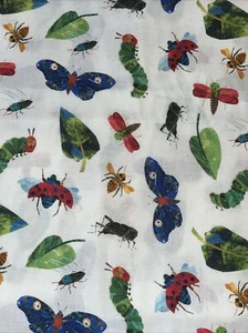 Fabric Eric Carle Caterpillar Bee Ladybug Moth Butterfly Cotton 16x44 - Picture 1 of 10