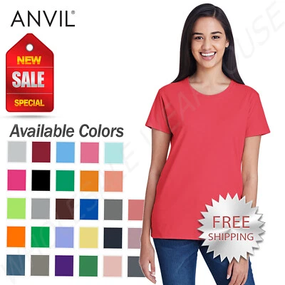 NEW Anvil Women's 100% Ringspun Cotton Fashion Fit T-Shirt M-880 - Image 1 of 2
