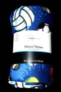 Mainstays Sports Fleece Throw Blanket - Blue/Multi 50"x60" - Picture 1 of 3