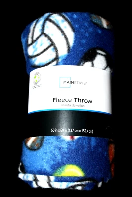 Mainstays Sports Fleece Throw Blanket - Blue/Multi  50"x60" - Image 1 of 3