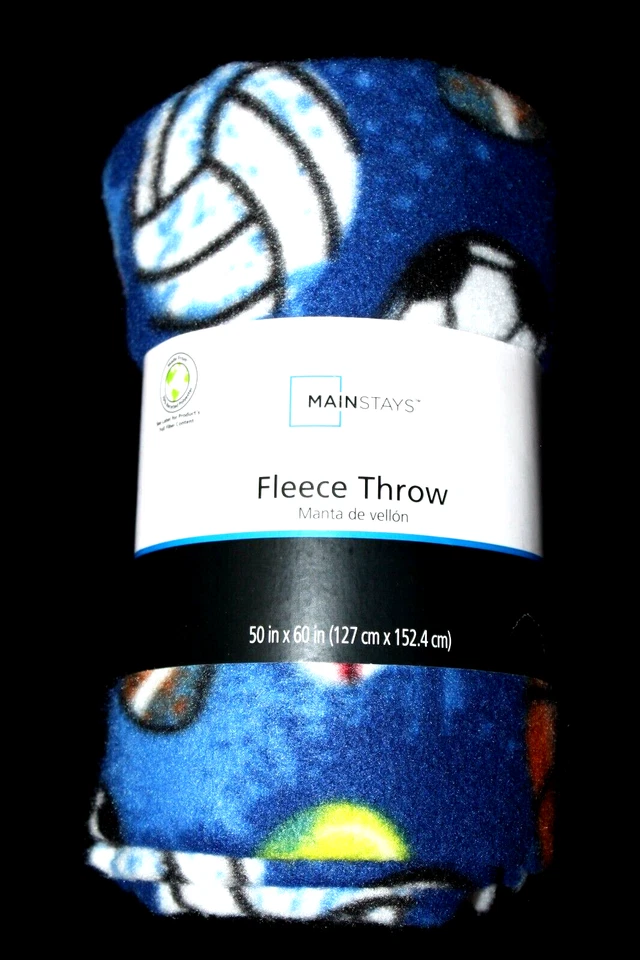 Mainstays Sports Fleece Throw Blanket - Blue/Multi  50"x60" - Image 1 of 3
