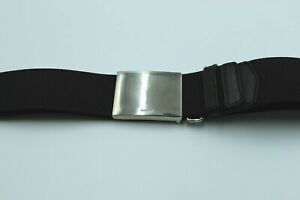 Prada Women's Cintura Elastico Adjustable Fabric Belt w Leather Black Brown Navy