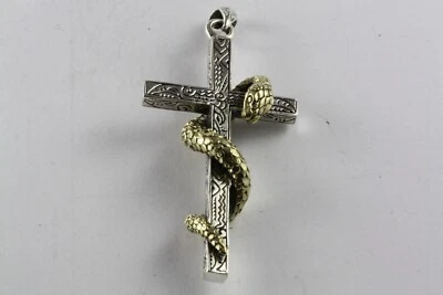 Cavalieri Templari Ciondolo Croce Serpente Rimorchio 925 Vero Argento / 615 - Immagine 1 di 3