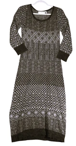 Sparrow Anthropologie Maxi Sweater Dress Women M Gray Tan Light Wool Alpaca Boho - Picture 1 of 14