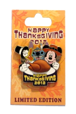 WDW HAPPY THANKSGIVING 2012 DONALD, STITCH and MICKEY PIN - LE OF 3000 - #96425 - Image 1 of 3