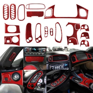 18Pcs Red Carbon Fiber Interior Full Set Trim For Chevrolet Corvette C5 1998-04 - Picture 1 of 13
