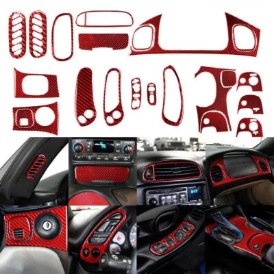 18Pcs Red Carbon Fiber Interior Full Set Trim For Chevrolet Corvette C5 1998-04 - Image 1 of 4