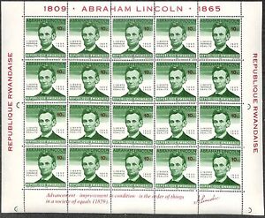 [OPG 109] Rwanda 1965 Lincoln lot of 20 sets in sheets very fine MNH. See photos