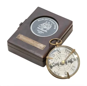 Brass Compass with Box Collectible New Style Decor Gift - Picture 1 of 6