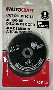 3 in. x 1/16 in. x 3/8in. Center Hole Cut-off Disc set, 5 Pack New Unopened - Picture 1 of 3