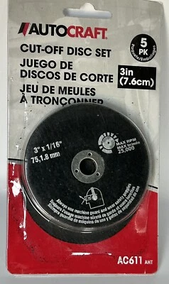 3 in. x 1/16 in. x 3/8in. Center Hole Cut-off Disc set, 5 Pack New Unopened - Image 1 of 3