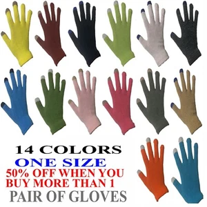 Touch Screen Gloves Smart Phone Texting Winter Knit Warm Mitts One Size Unisex - Picture 1 of 16
