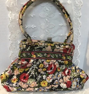 Vera Bradley gesteppte Alice Poppy Field Handtasche Kiss Lock - Bild 1 von 11