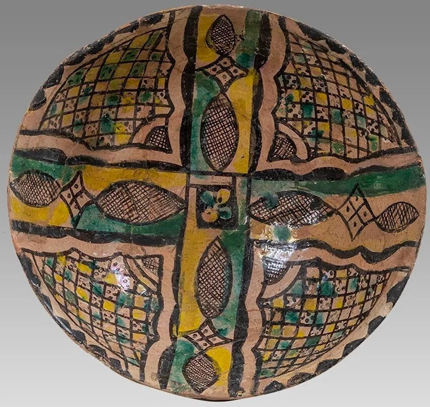 Большая глазурованная керамическая чаша Nishapur 10th Cent поставляется с сертификатом подлинности и провенансом 10 дюймов - Изображение 1 из 4