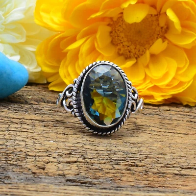 Glorioso Nero Spinello Gemma 925 Argento Sterling Handmade Anello Tutti Misura - Immagine 1 di 3