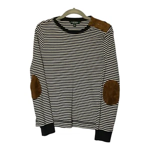 Lauren Ralph Lauren Top Damen groß schwarz gestreift Wildleder Schulter Ellenbogen Patches - Bild 1 von 15