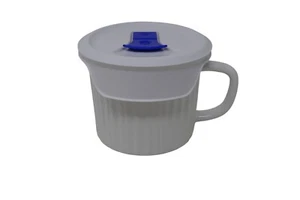 Corningware 20-Ounce French White Oven Safe Stoneware Meal Mug with Vented Lid - Picture 1 of 10