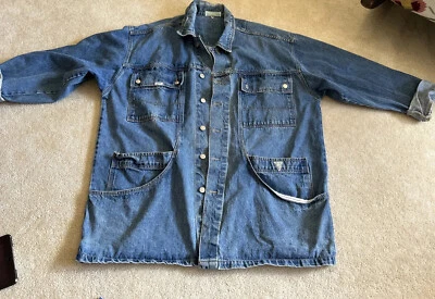 Vintage Guess Paris GEORGES MARCIANO Jeans Long Denim Jacket Sz XL - Image 1 of 4