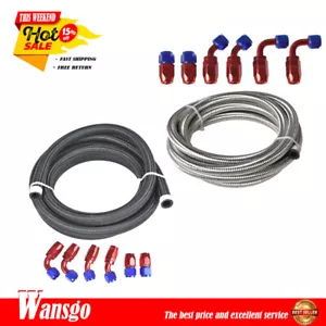 4AN 6AN 8AN 10AN 10FT Braided Fuel Line CPE Rubber Hose W/Hose End Fittings Kit - Picture 1 of 12